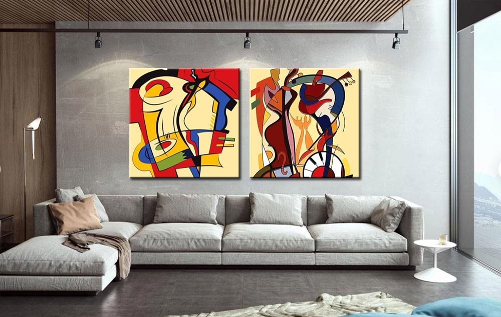 Play Music tweeluik schilderij - Afbeelding 2