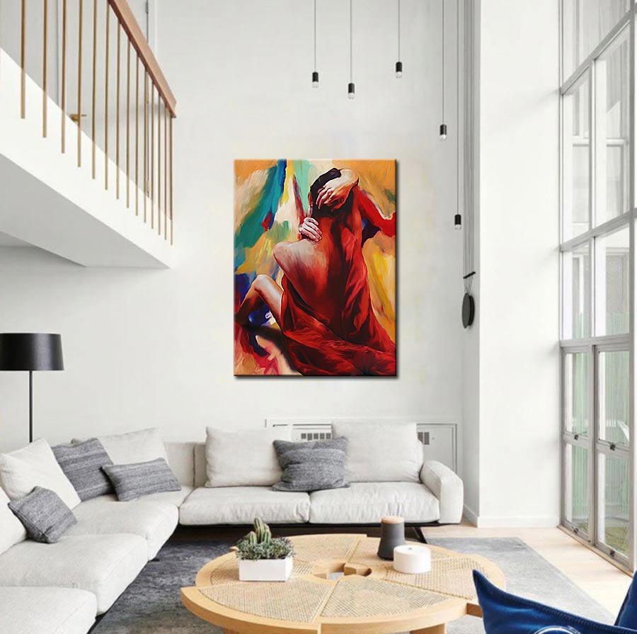 Erotisch schilderij Verlangen in Rood 90x120cm - Afbeelding 2