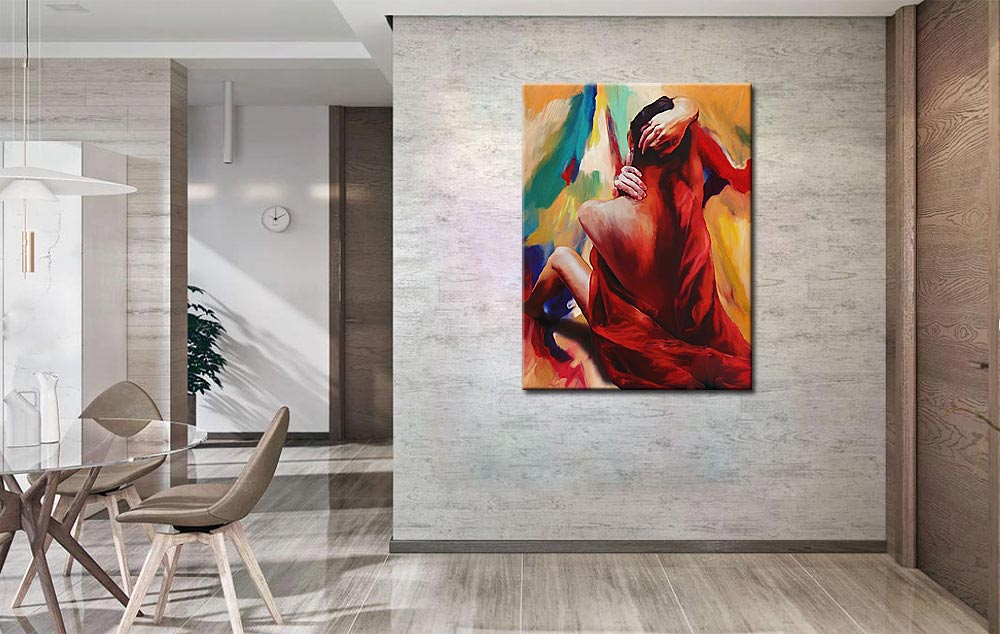 Erotisch schilderij Verlangen in Rood 90x120cm - Afbeelding 4