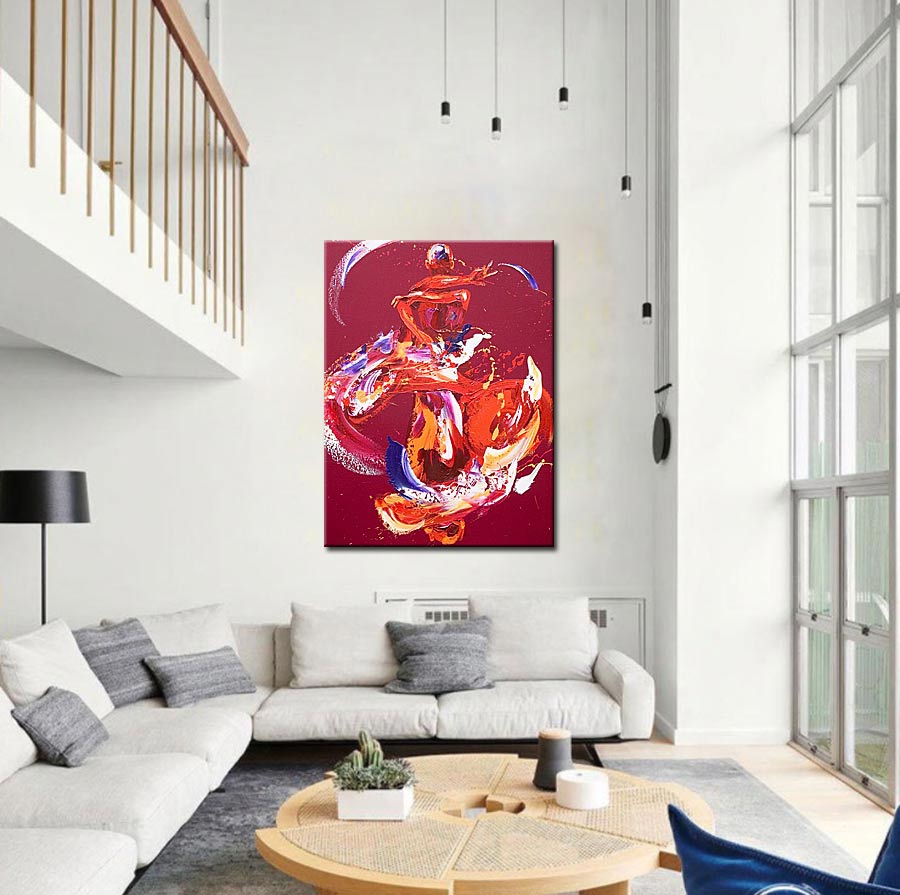 Vuurdans modern schilderij 90x120cm - Afbeelding 2