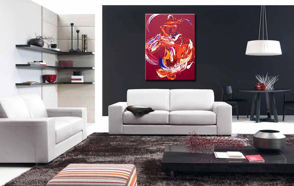 Vuurdans modern schilderij 90x120cm - Afbeelding 4
