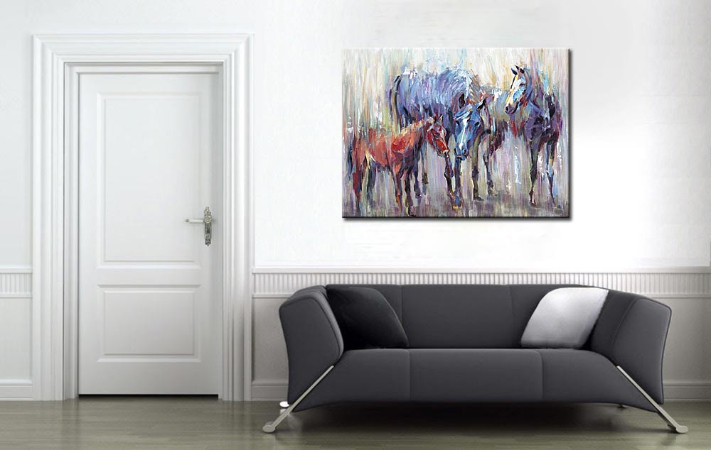 Paarden modern schilderij 120x90cm - Afbeelding 4