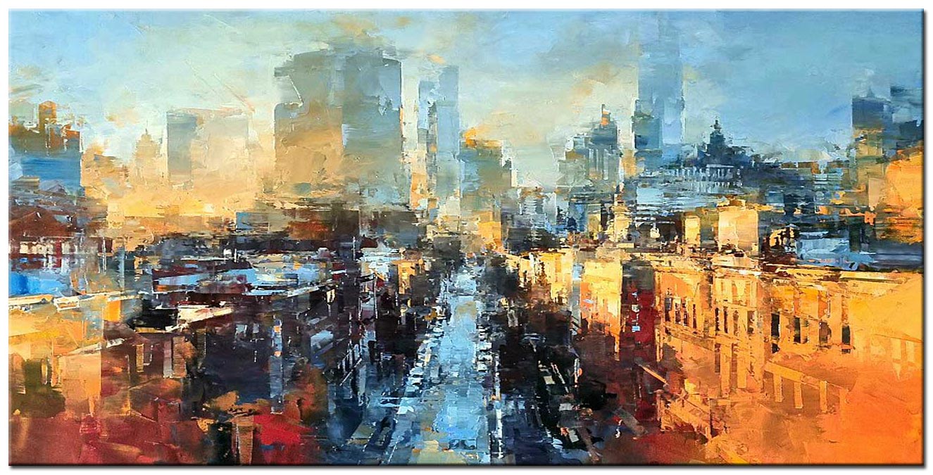 Streetview New York modern schilderij 180x90cm