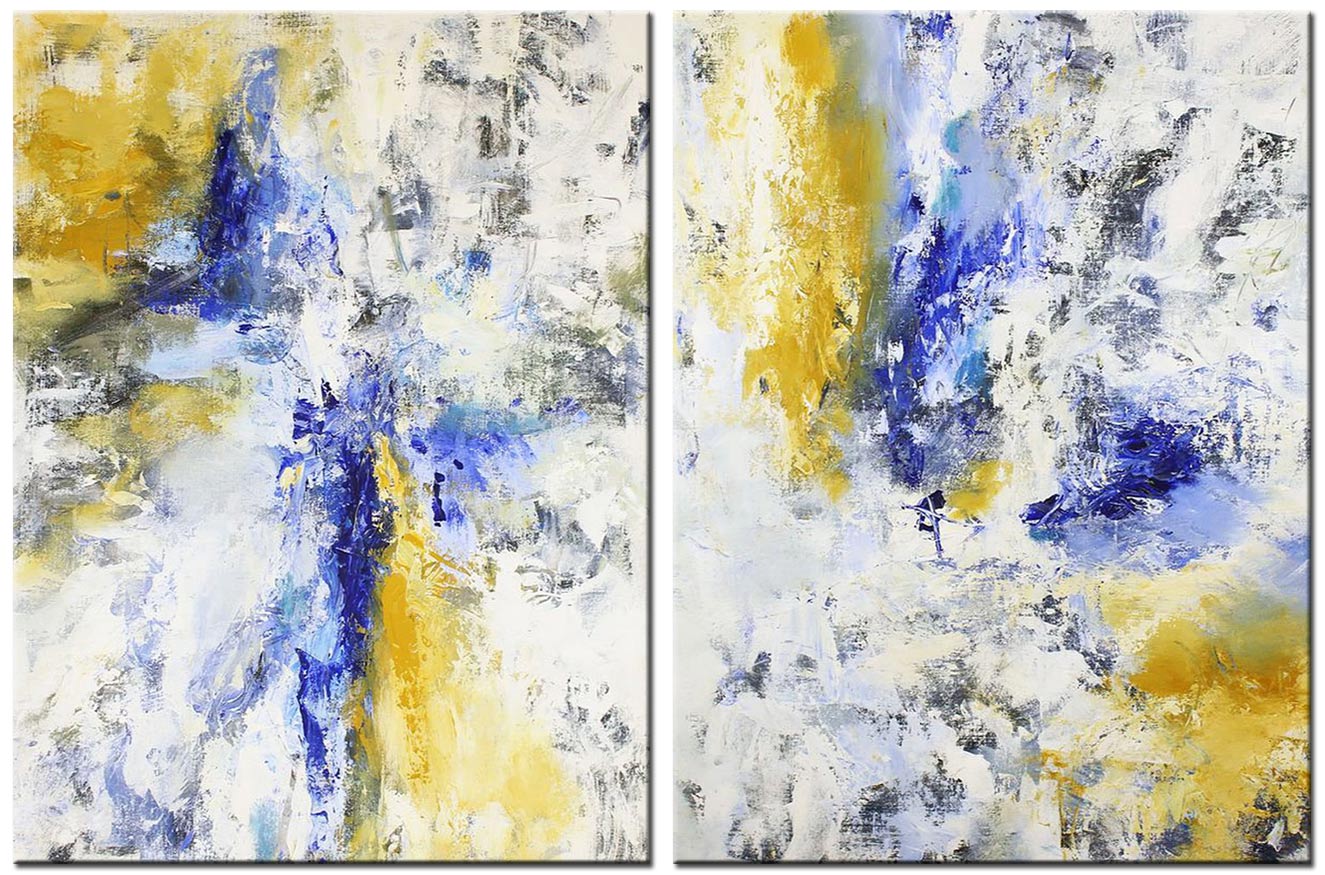 Windrichting Abstract Tweeluik Schilderij