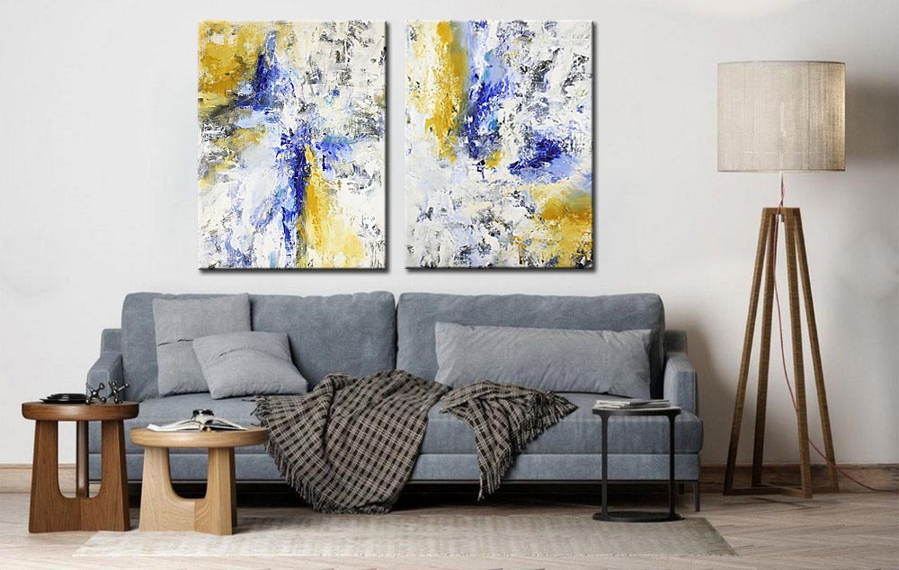 Windrichting Abstract Tweeluik Schilderij - Afbeelding 4