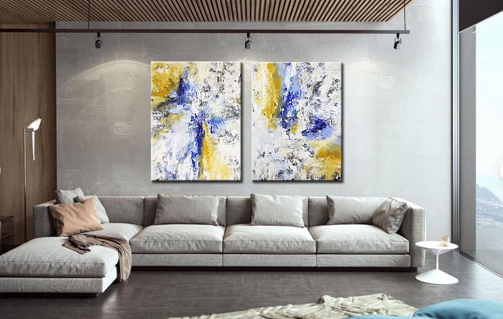 Windrichting Abstract Tweeluik Schilderij - Afbeelding 2