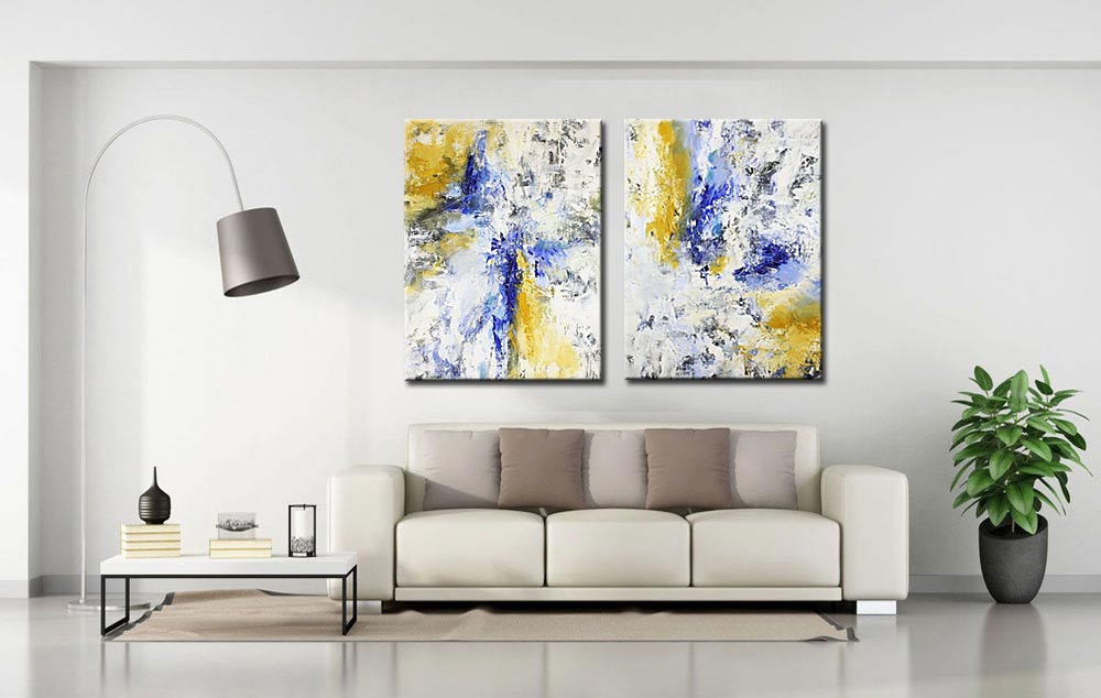 Windrichting Abstract Tweeluik Schilderij - Afbeelding 3