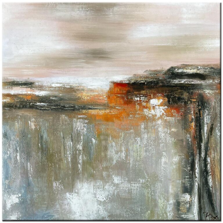 Schilderij Colored Gray schilderij met grijze, taupe en warme oranje verfstructuren