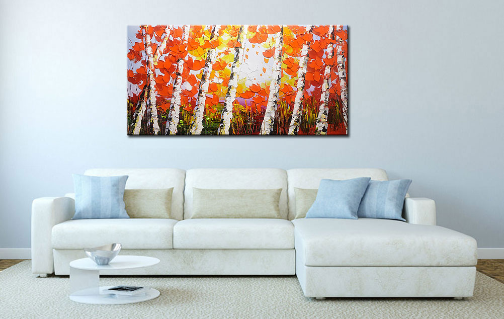 Herfstbos modern groot schilderij 180x90cm - Afbeelding 3
