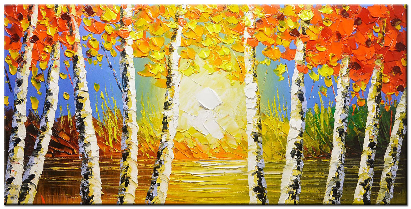 Herfstbladeren modern groot schilderij 180x90cm