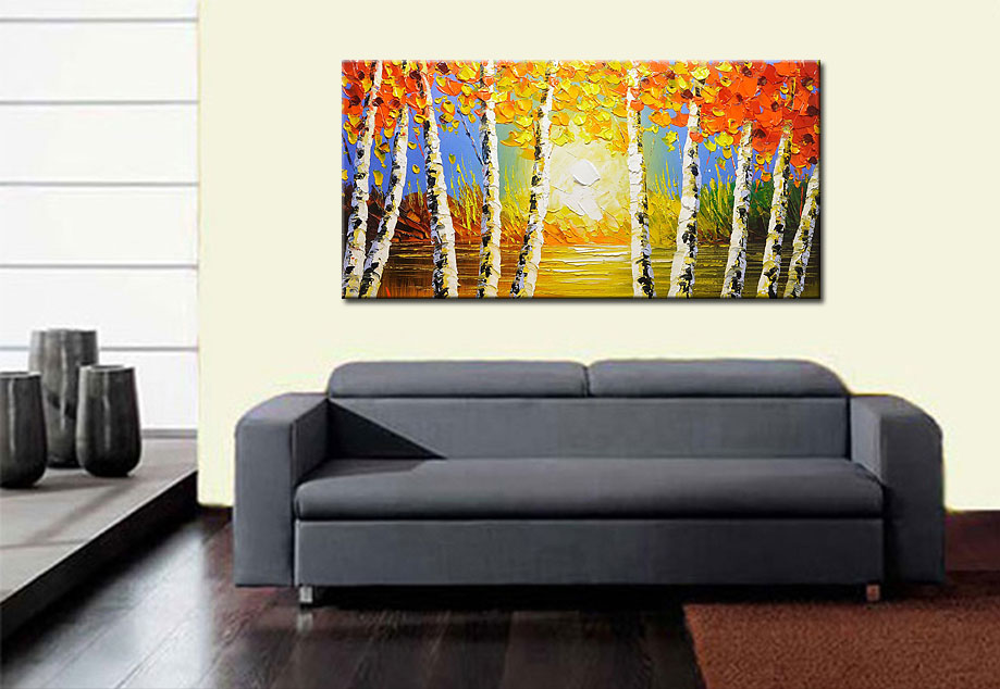 Herfstbladeren modern groot schilderij 180x90cm - Afbeelding 3