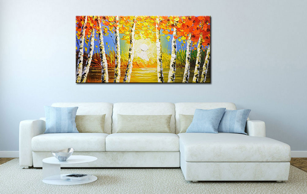 Herfstbladeren modern groot schilderij 180x90cm - Afbeelding 4
