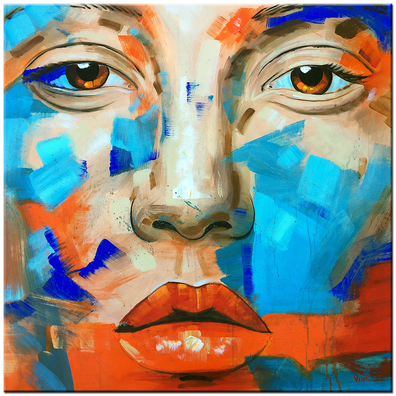 Vrouwen schilderij Ogen van Emotie 100x100cm