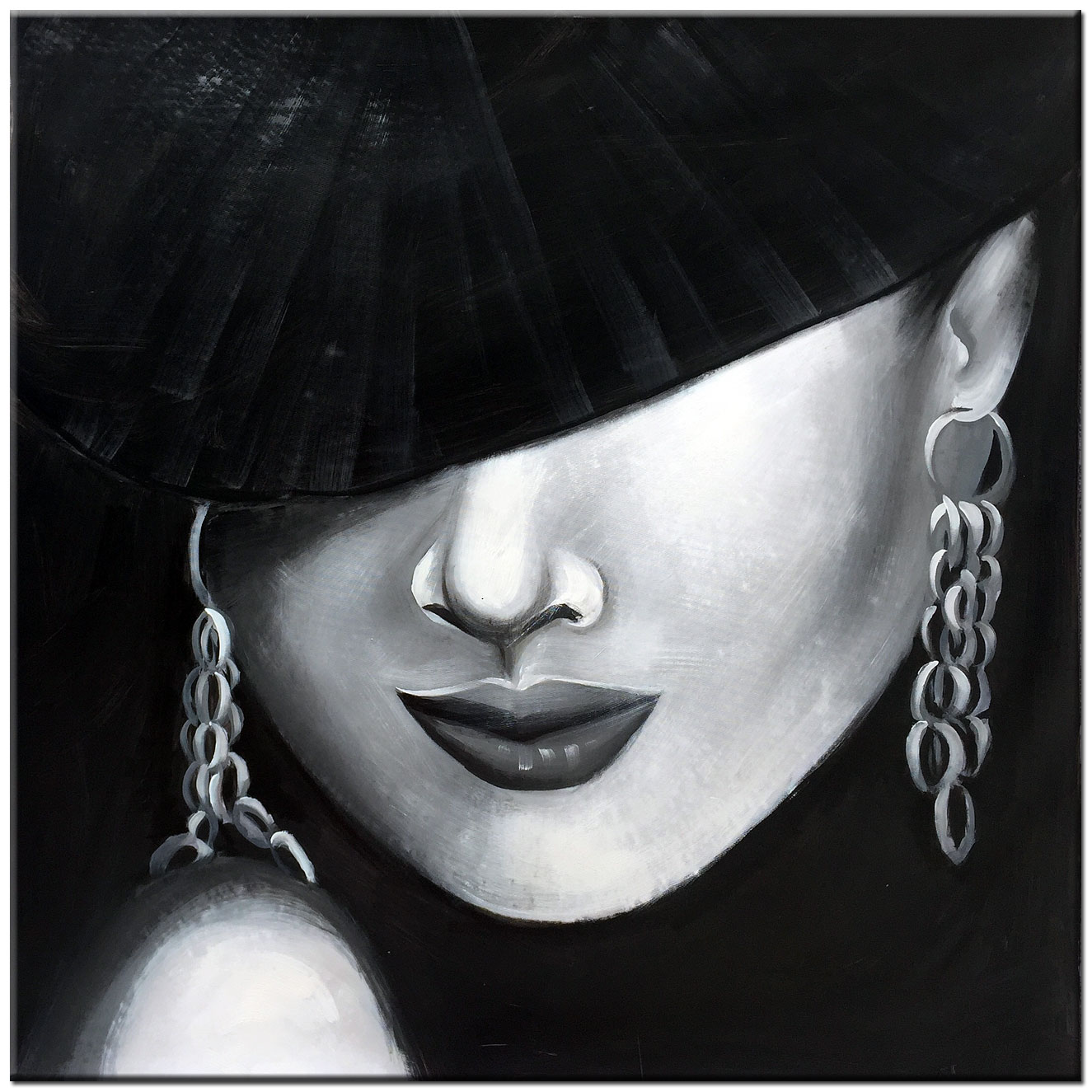 Vrouwen schilderij Stijlvolle Schaduw 100x100cm