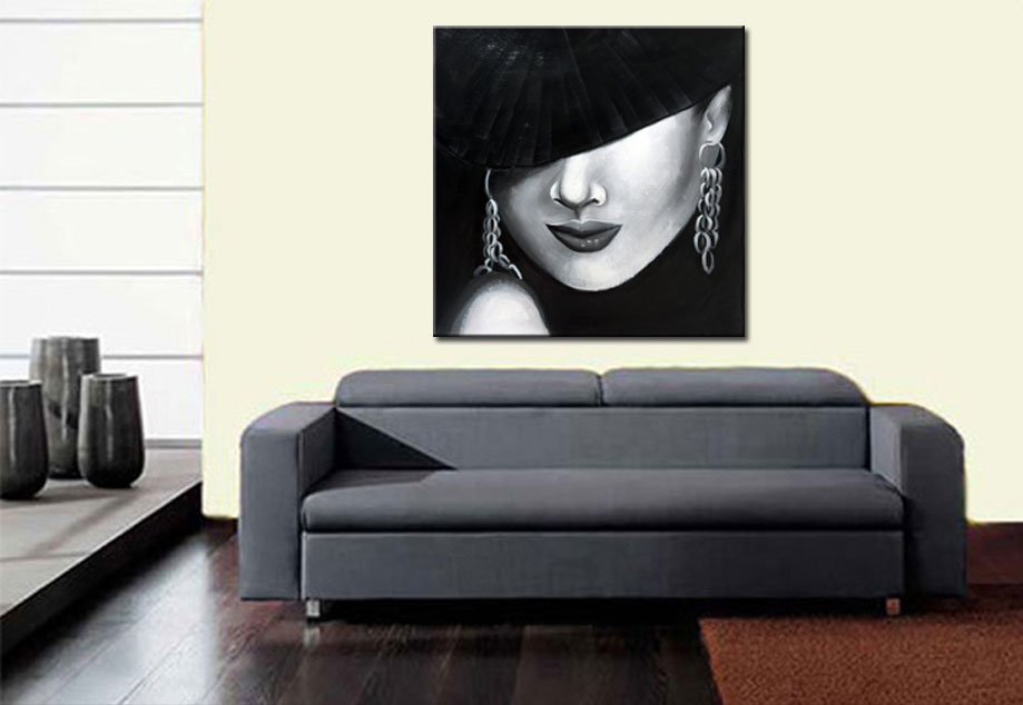 Vrouwen schilderij Stijlvolle Schaduw 100x100cm - Afbeelding 6