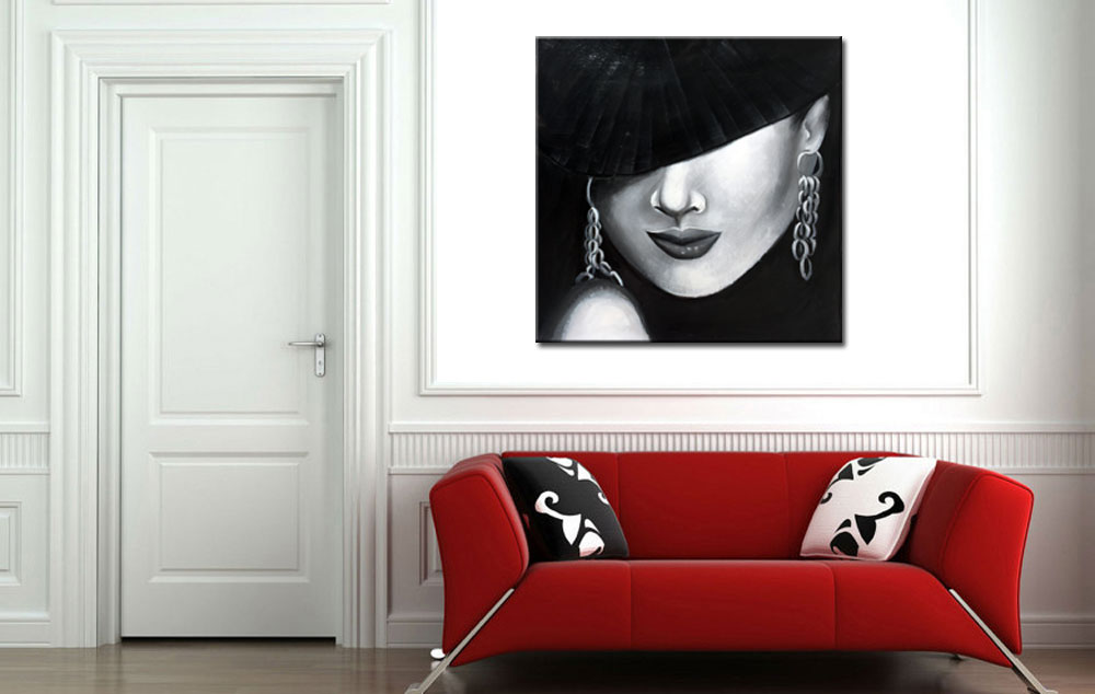 Vrouwen schilderij Stijlvolle Schaduw 100x100cm - Afbeelding 5