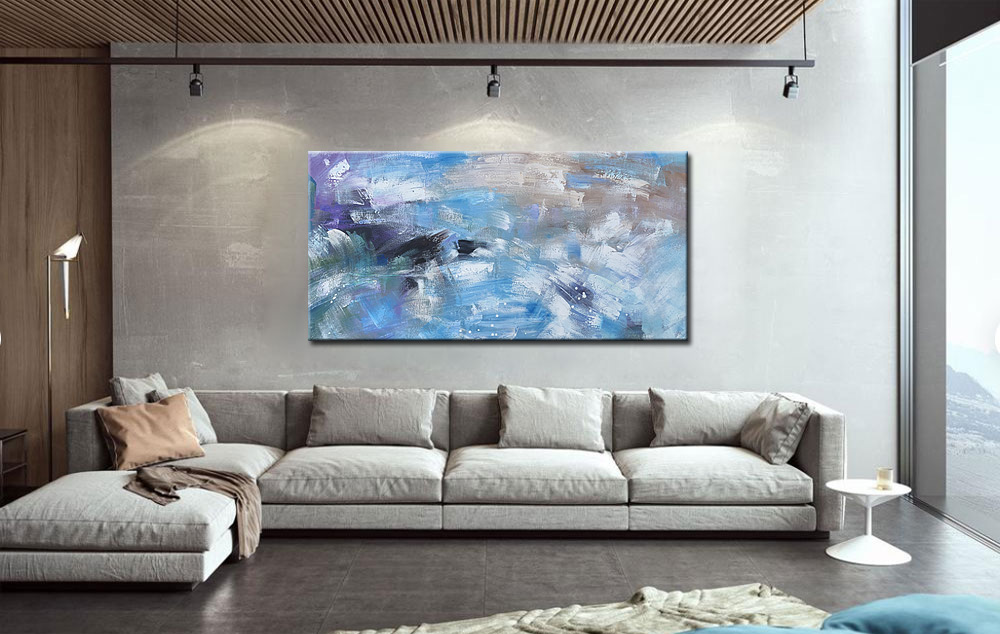 Abstract schilderij Hemelse Lucht 180x90cm - Afbeelding 3
