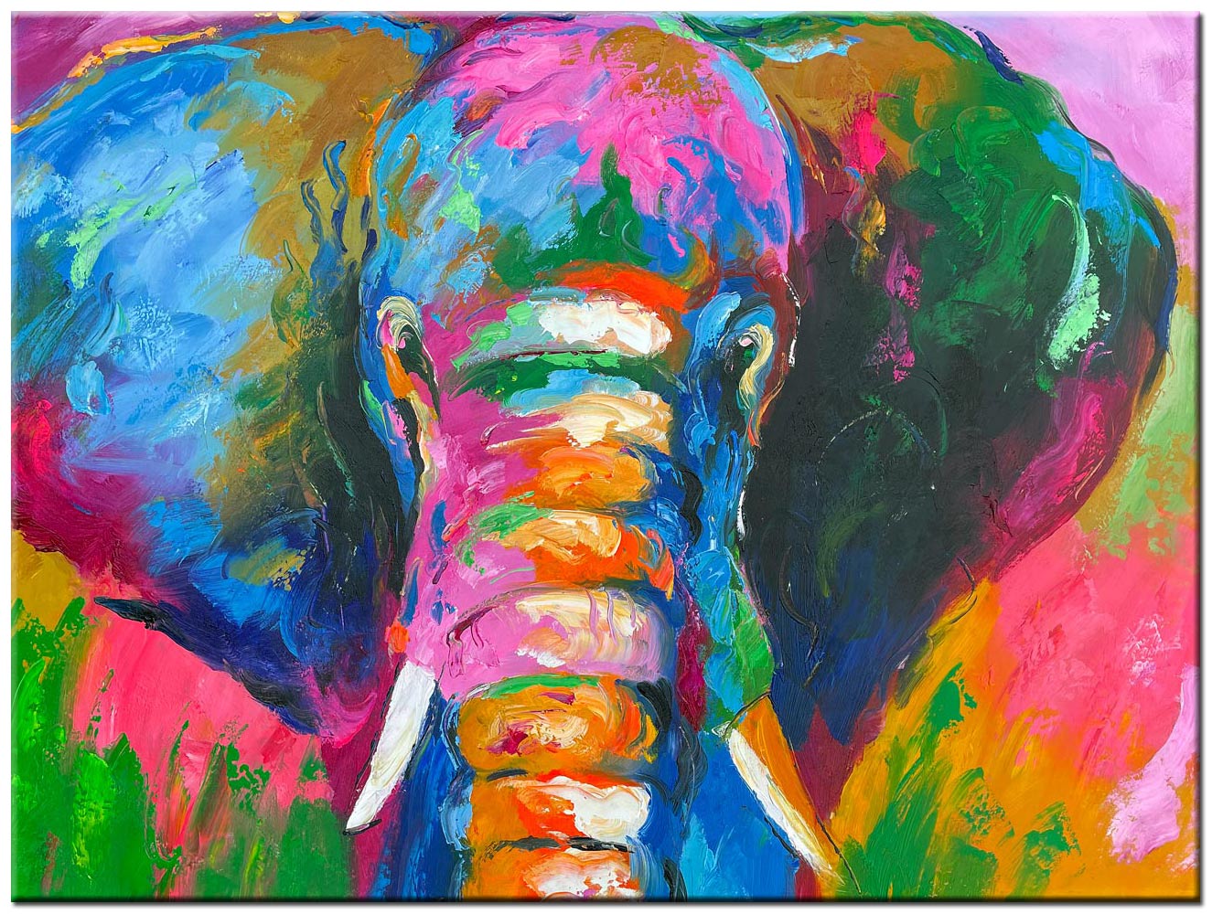 Gekleurde Olifant modern schilderij 120x90cm