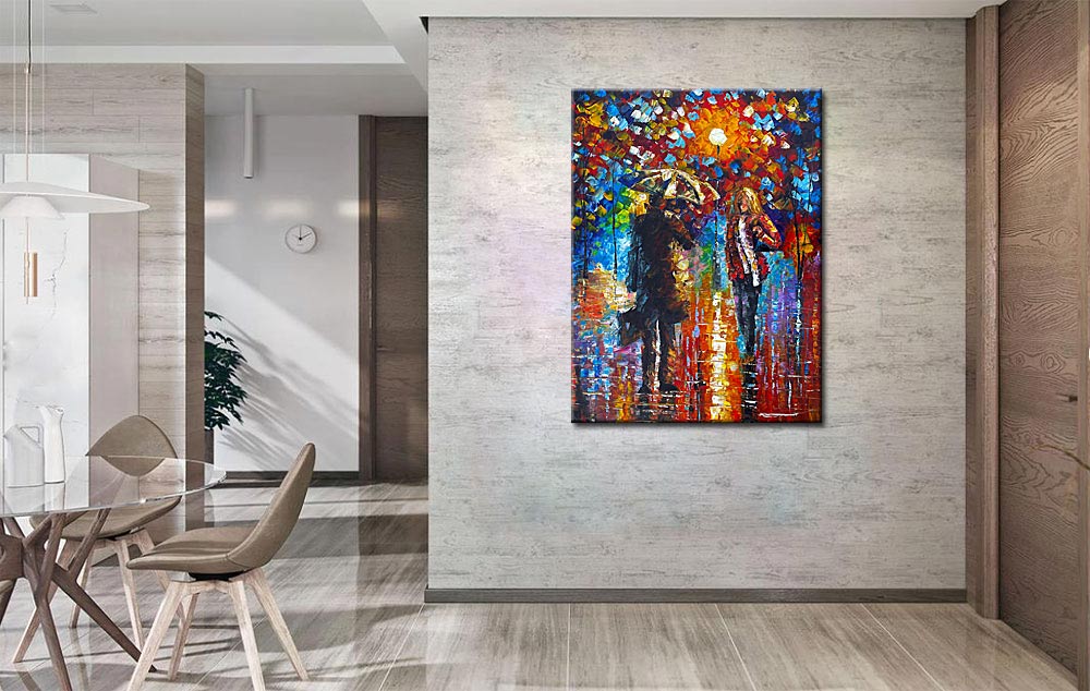 Stadswandeling modern schilderij 90x120cm - Afbeelding 3