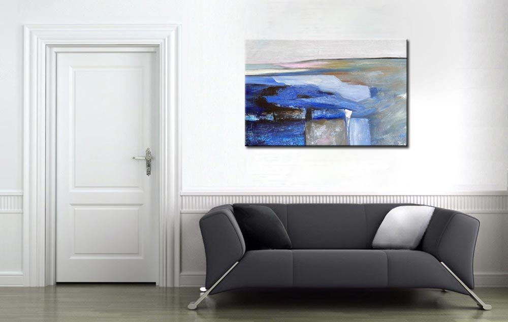 Abstract schilderij Blue Horizon 120x80cm - Afbeelding 4
