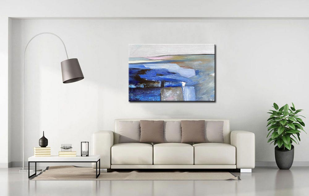Abstract schilderij Blue Horizon 120x80cm - Afbeelding 3