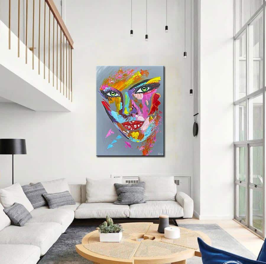 Color Reflection dame modern schilderij 90x120cm - Afbeelding 2