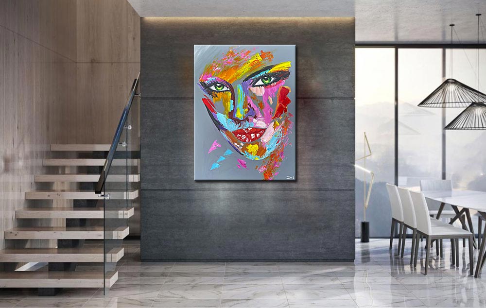 Color Reflection dame modern schilderij 90x120cm - Afbeelding 3