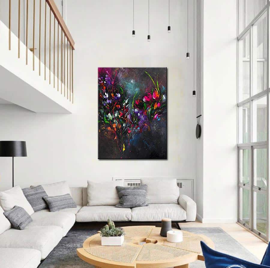 Bloemschilderij Fenna 90x120cm - Afbeelding 2