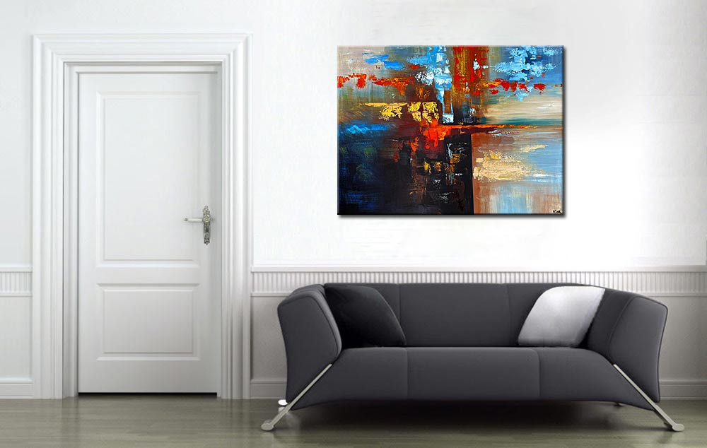 Abstract schilderij Vuur en Water 120x90cm - Afbeelding 4