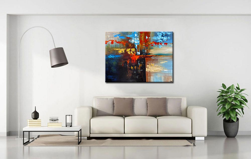 Abstract schilderij Vuur en Water 120x90cm - Afbeelding 2