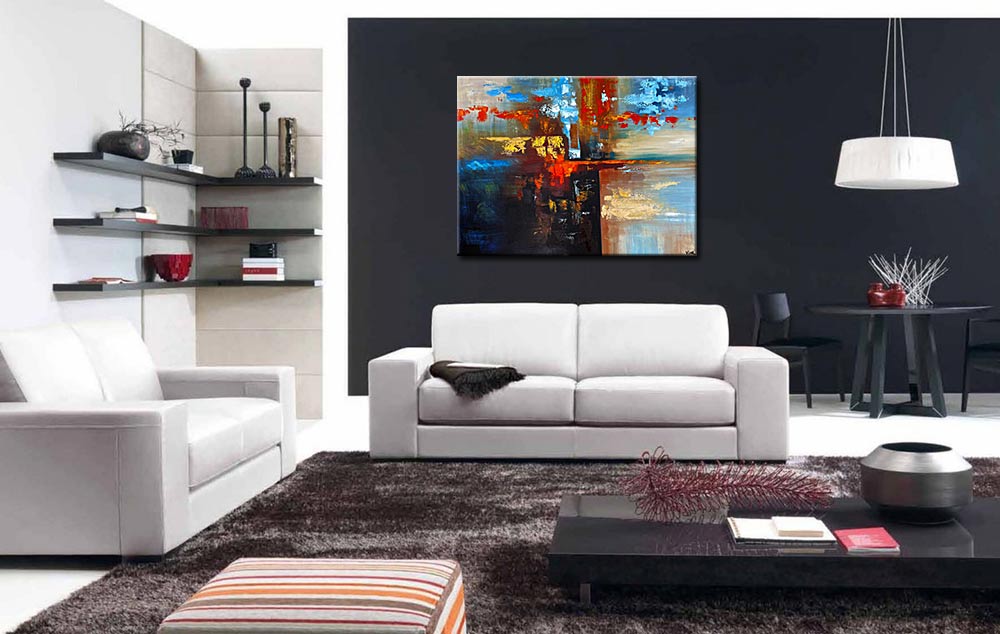 Abstract schilderij Vuur en Water 120x90cm - Afbeelding 3