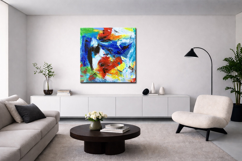 abstract schilderij met kleurvlakken en moderne stijl