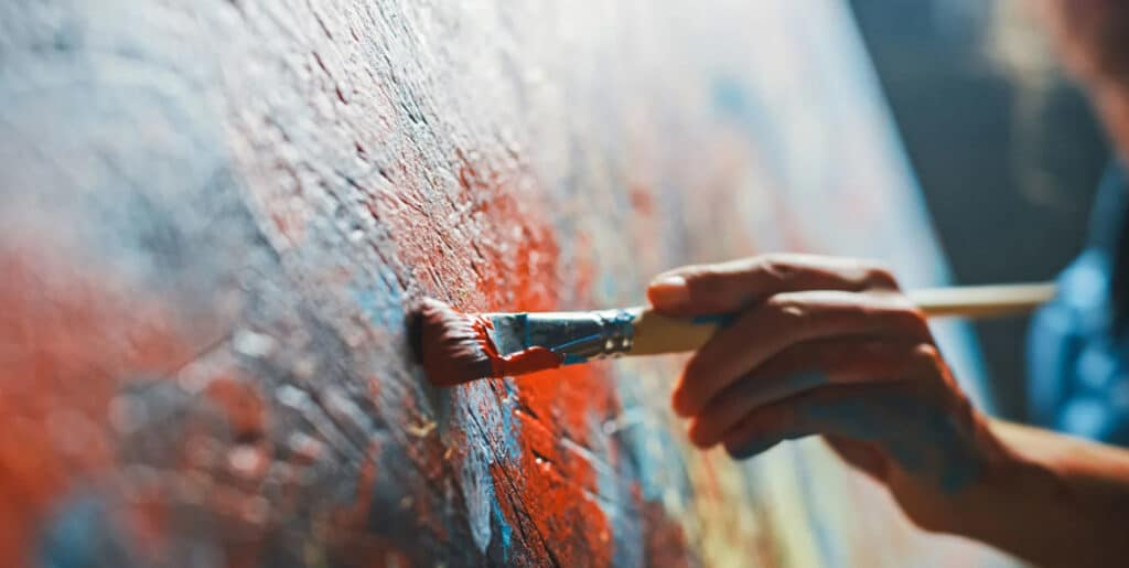 Penseelstreken op handgeschilderd olieverf schilderij op canvas