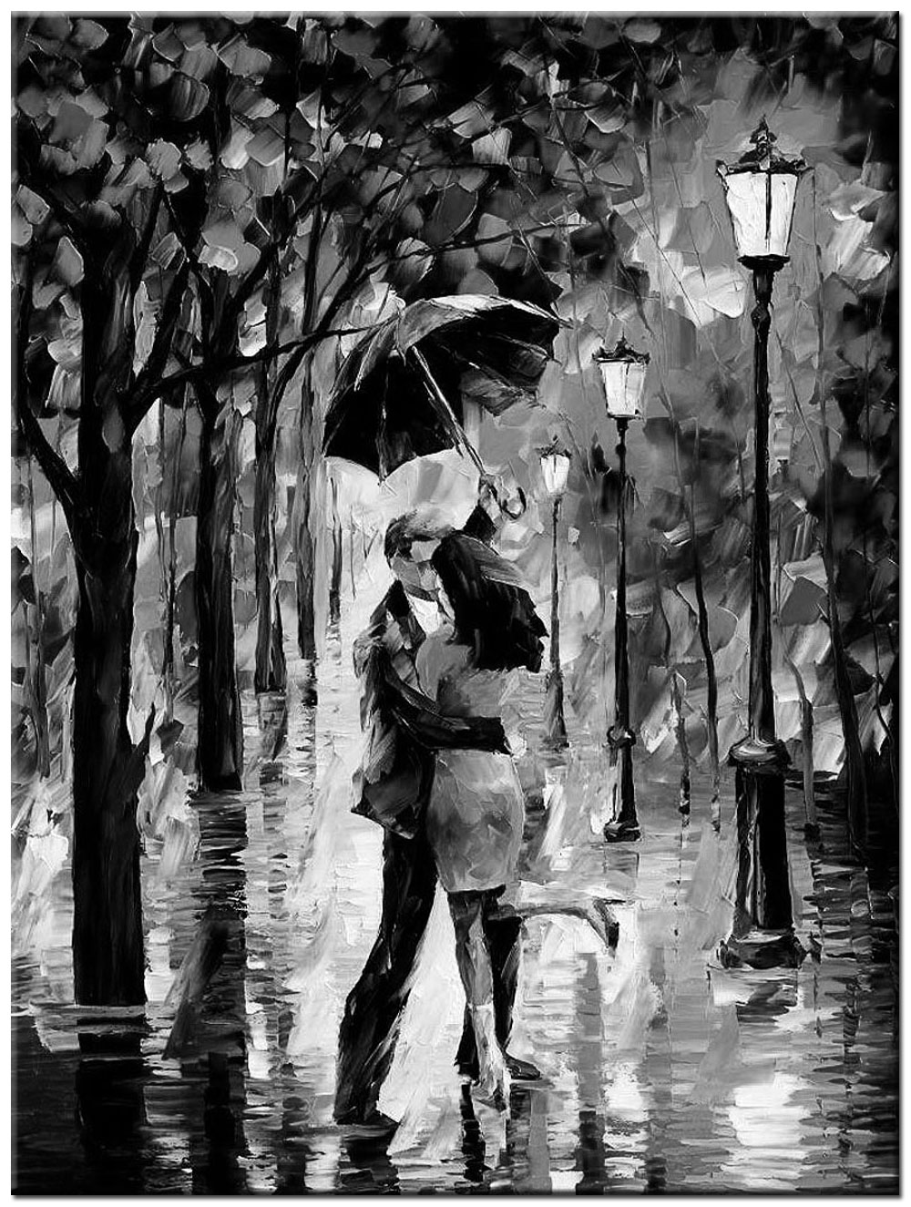 Verwonderlijk In de Regen zwart/wit schilderij 90x120cm – Bestpainting.nl VU-72