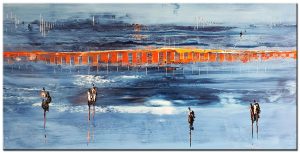 Overstroming modern groot schilderij