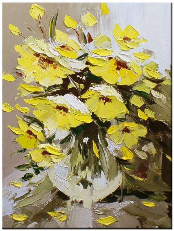 Gele bloemen modern schilderij
